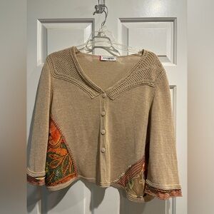 Aldomartins Spain knit artsy boxy cardigan sweater beige sz M